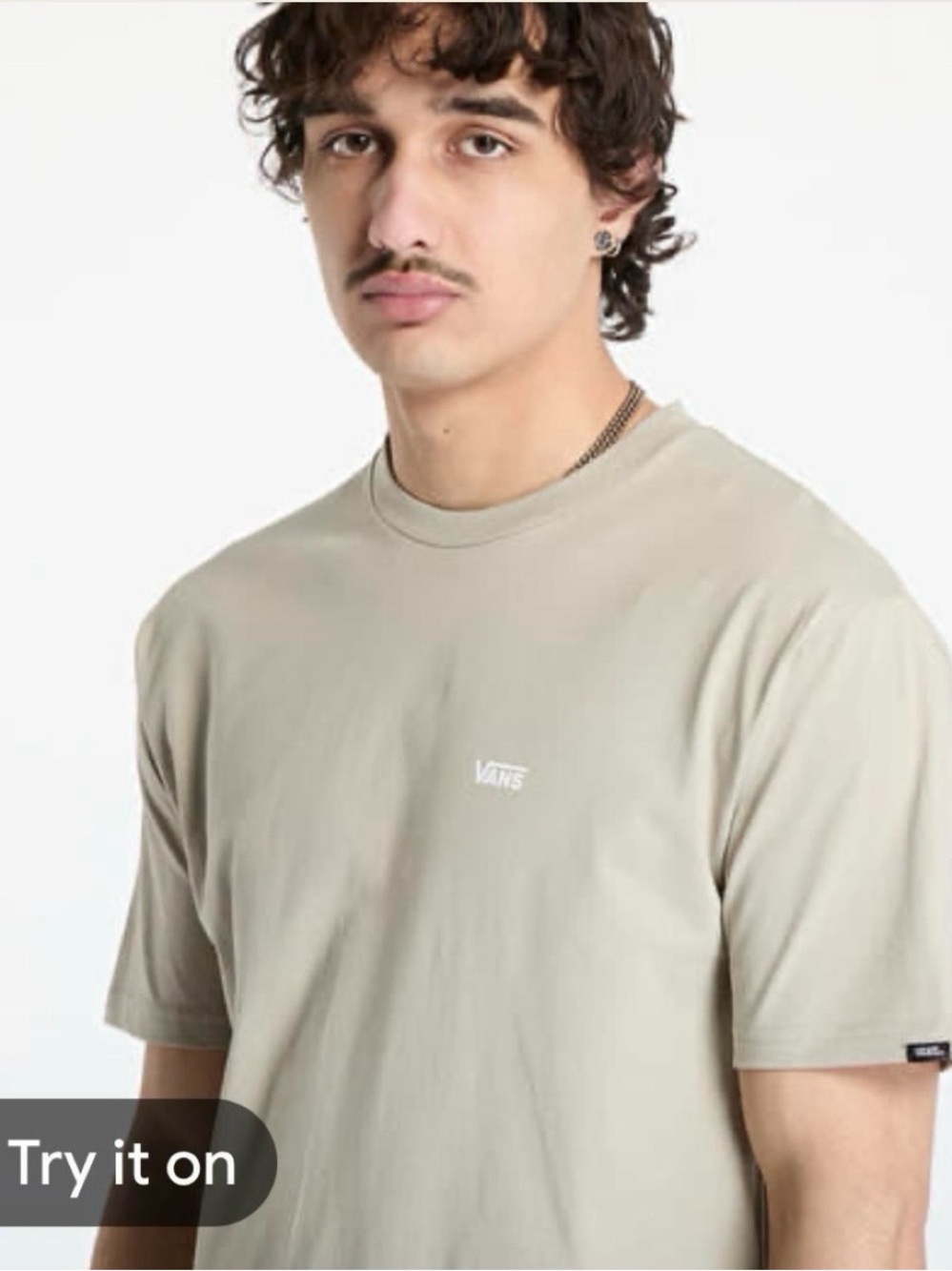 Vans Men’s Logo Short Sleeve Tee in Light Beige